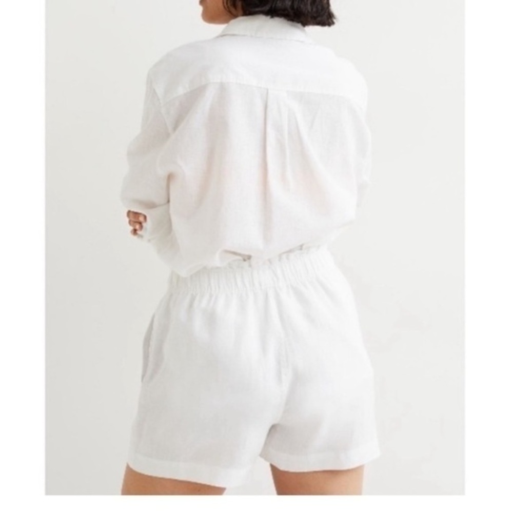 H&M White linen High Waist Shorts